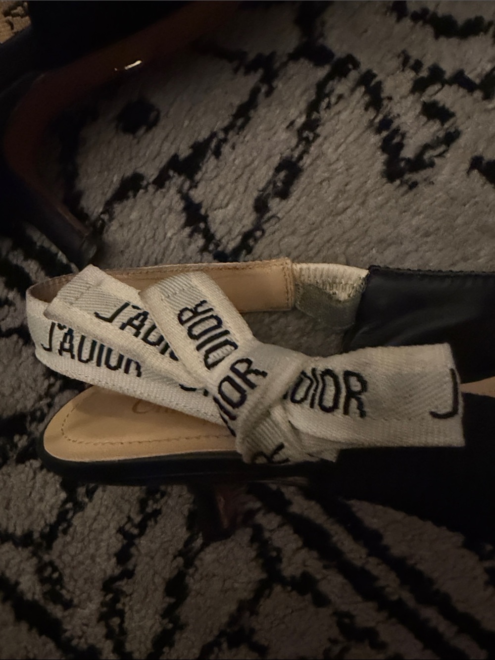 Dior j’adior Black Pointed-Toe Slingback Flats with Logo Ribbon - Picture 4 of 6